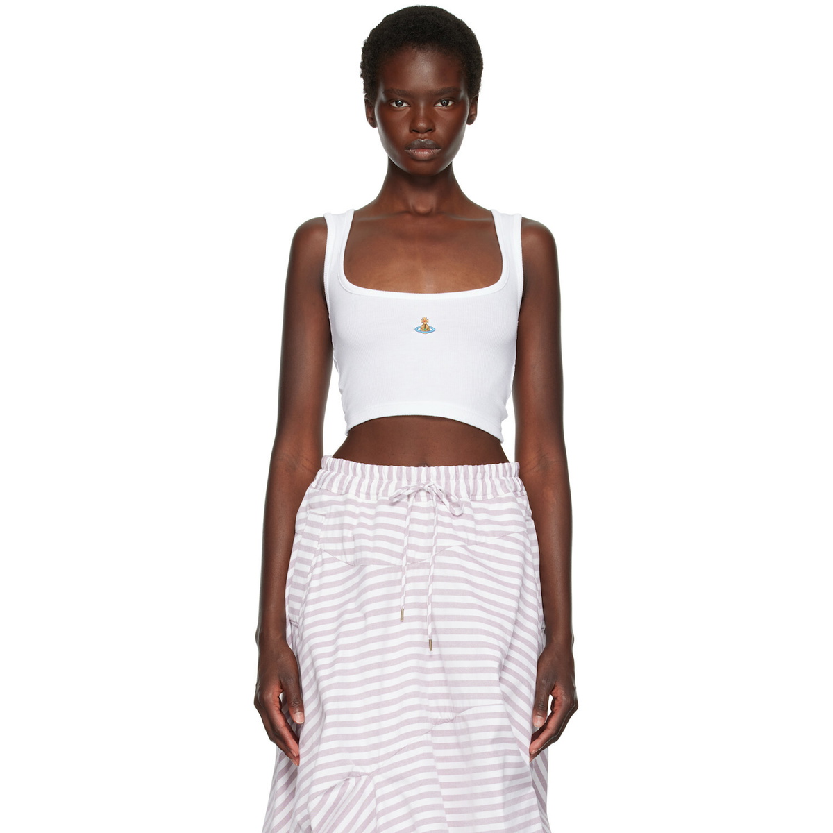 Vivienne Westwood White Cropped Rib Tank Top