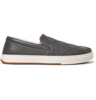 Bottega Veneta - Dodger Intrecciato Leather Slip-On Sneakers - Gray