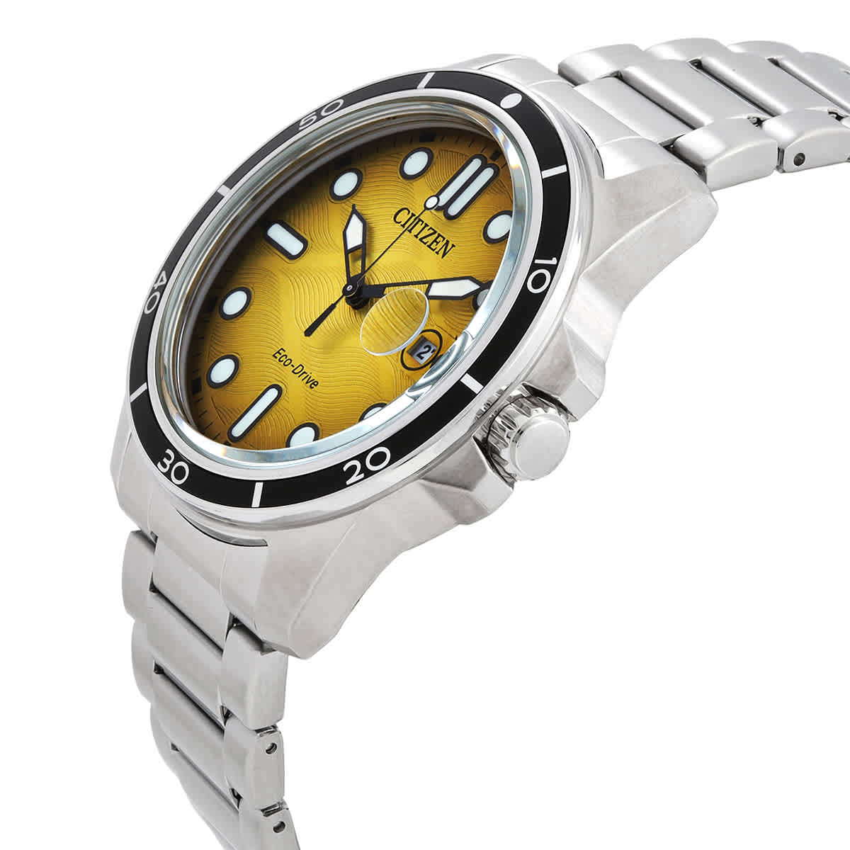 Citizen Marine 1810 Eco-Drive Yellow Dial Mens Watch AW1816-89X