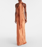 Galvan Pandora halterneck satin gown