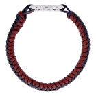 Salvatore Ferragamo Red and Blue Braided Leather Bracelet