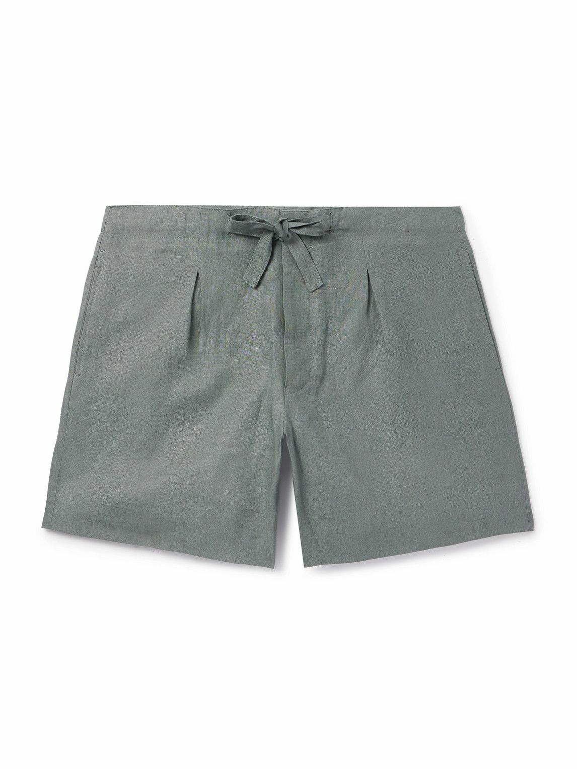 Stòffa - Straight-Leg Linen Drawstring Shorts - Gray