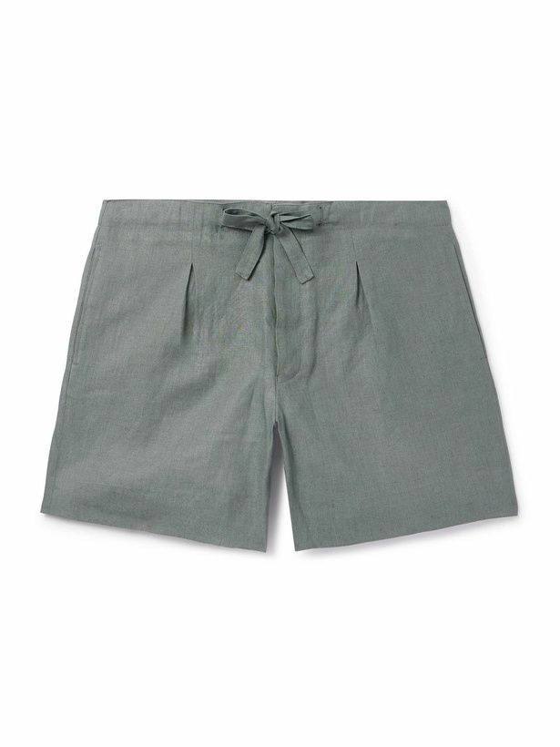 Photo: Stòffa - Straight-Leg Linen Drawstring Shorts - Gray
