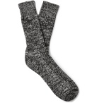 Albam - Mélange Combed Cotton-Blend Socks - Black