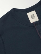 Hemen Biarritz - Luzien Organic Cotton-Jersey Henley Pyjama T-Shirt - Blue