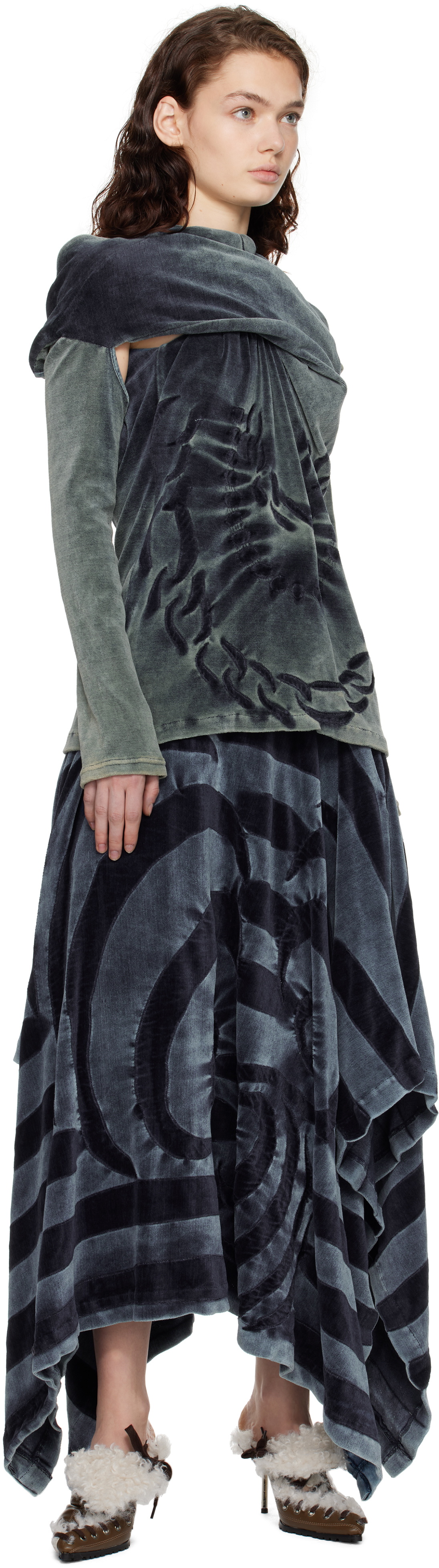 Masha Popova Blue Twisted Front Open Back Minidress