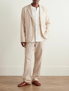 Kardo - Unstructured Striped Cotton-Canvas Suit Jacket - Neutrals