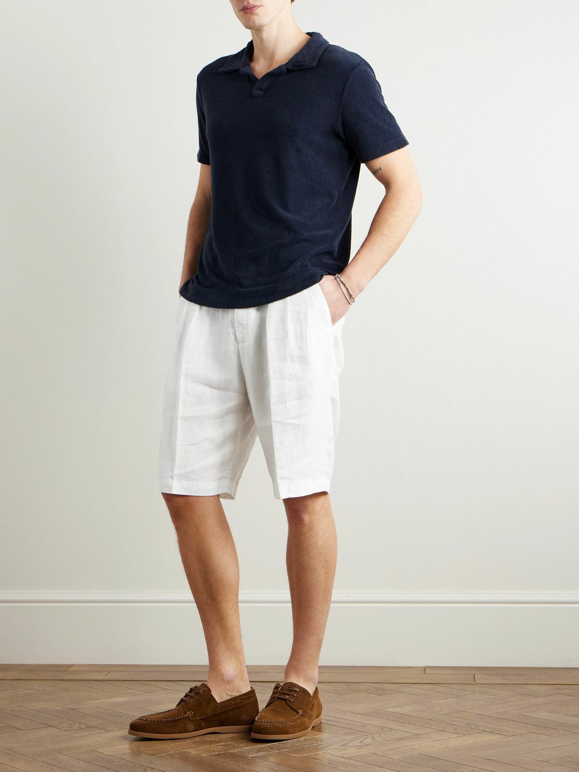 Massimo Alba - Cliff Straight-Leg Pleated Linen Bermuda Shorts - White