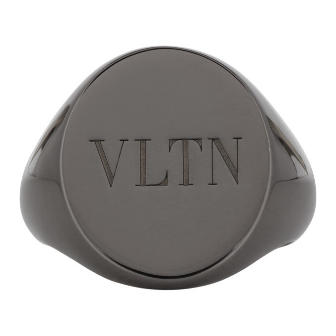 Photo: Valentino Gunmetal Valentino Garavani VLTN Signet Ring