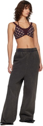Marine Serre Burgundy Athleisure Moon Printed Bralette