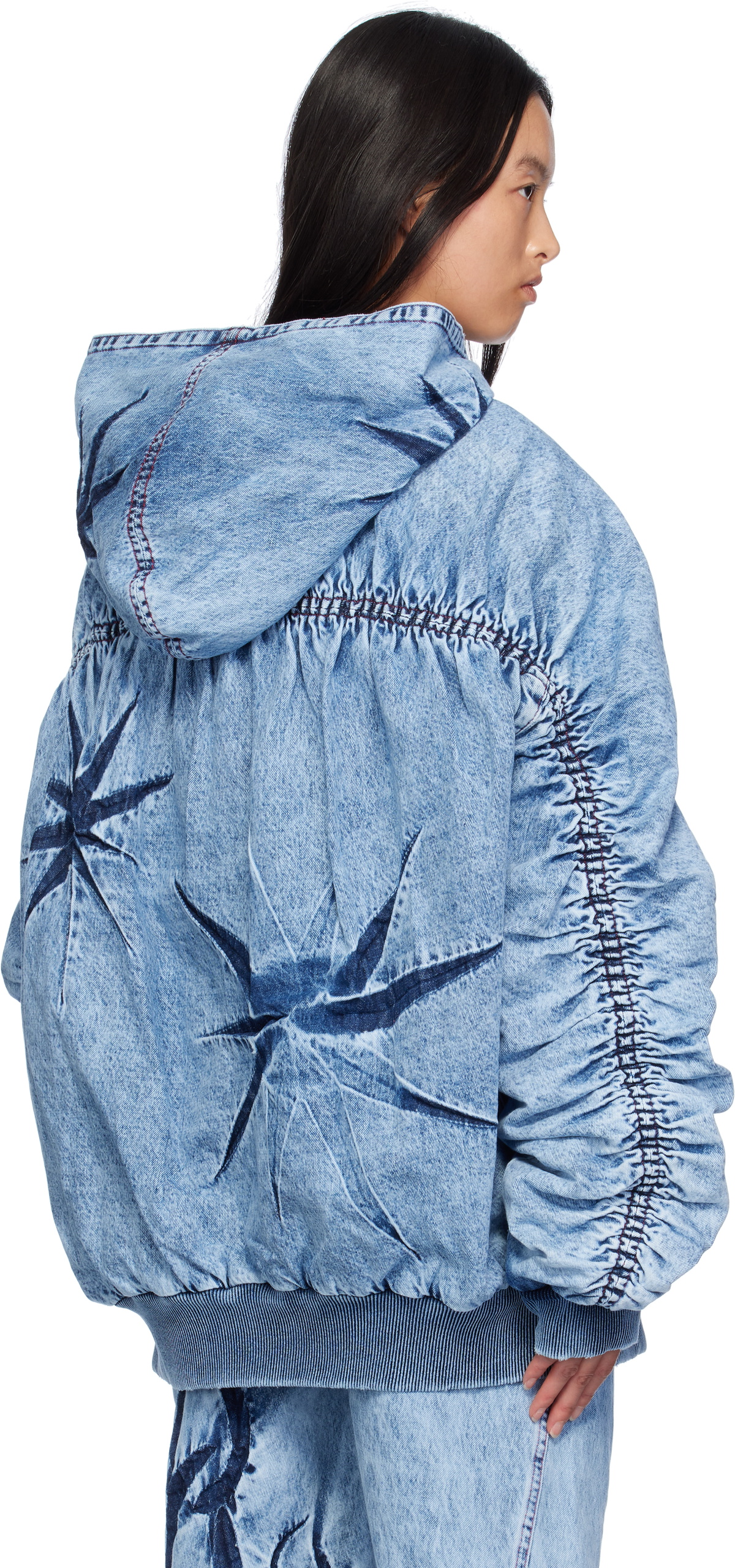 Masha Popova Blue Oversized Hooded Denim Jacket
