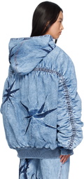 Masha Popova Blue Oversized Hooded Denim Jacket