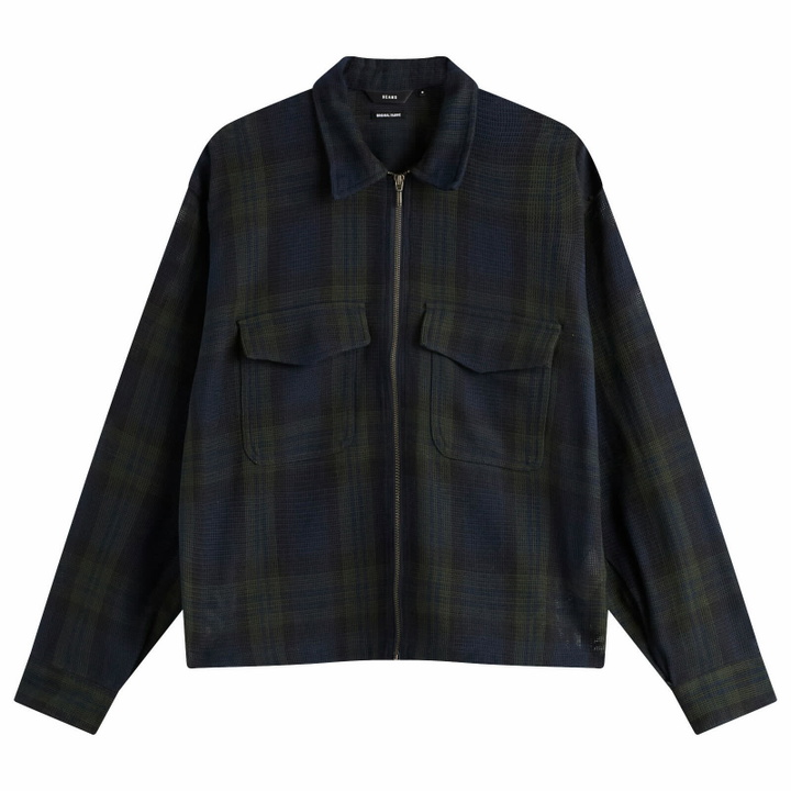 Photo: BEAMS Men's Mesh Check Shirt Jacket in Navy