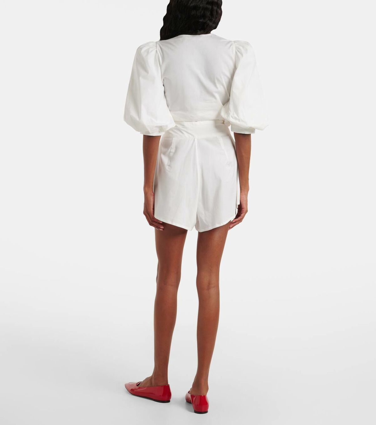 Adriana Degreas Solid pleated cotton shorts
