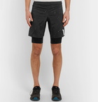 Satisfy - Trail Printed 2-In-1 Stretch-Jersey Running Shorts - Men - Black