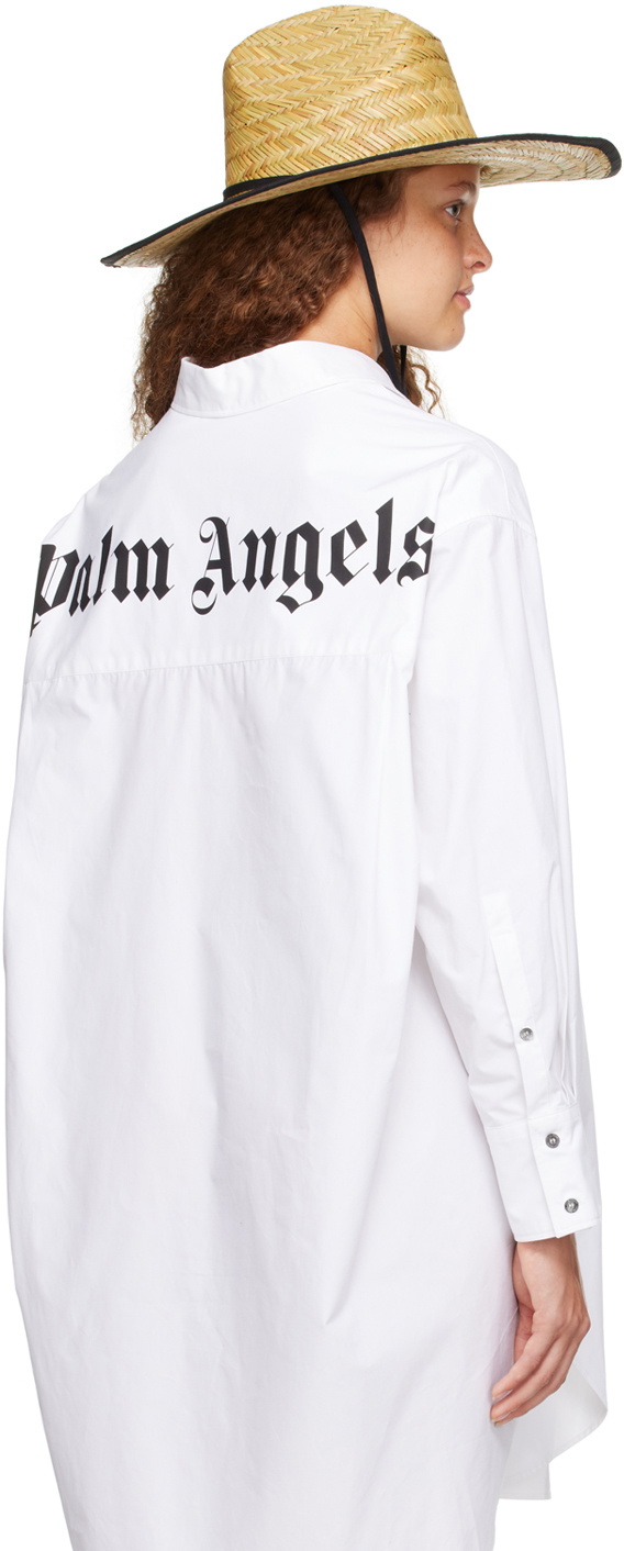 Palm Angels Beige Woven Beach Hat