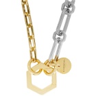 Givenchy Gold and Silver Short Hexagonal Hook and Chains Necklace