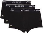Lacoste Three-Pack Black Logo Casual Boxer Briefs