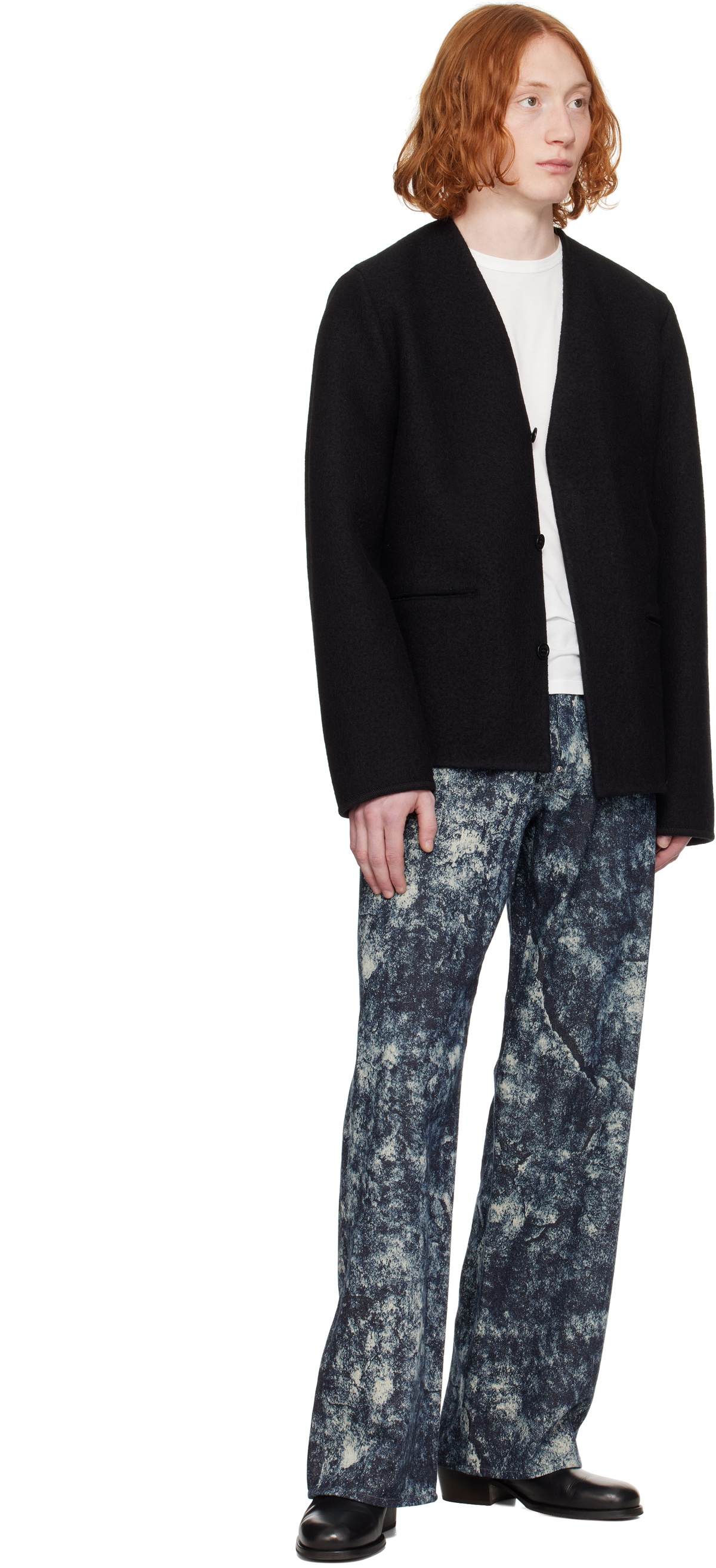 Taiga Takahashi Indigo & Off-White Lot. 704 Jeans