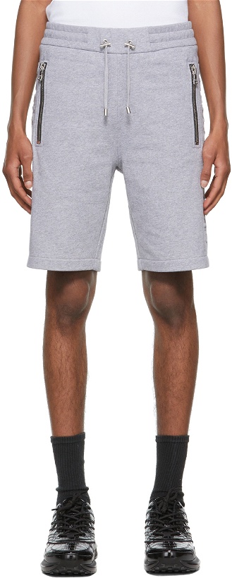 Photo: Balmain Grey Embossed Logo Bermuda Shorts