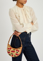 Valentino Garavani Hobo Mini Cherry-jacquard and Leather Shoulder bag - Natural - One Size