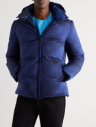 Fendi - Quilted Logo-Jacquard Shell Hooded Down Jacket - Blue