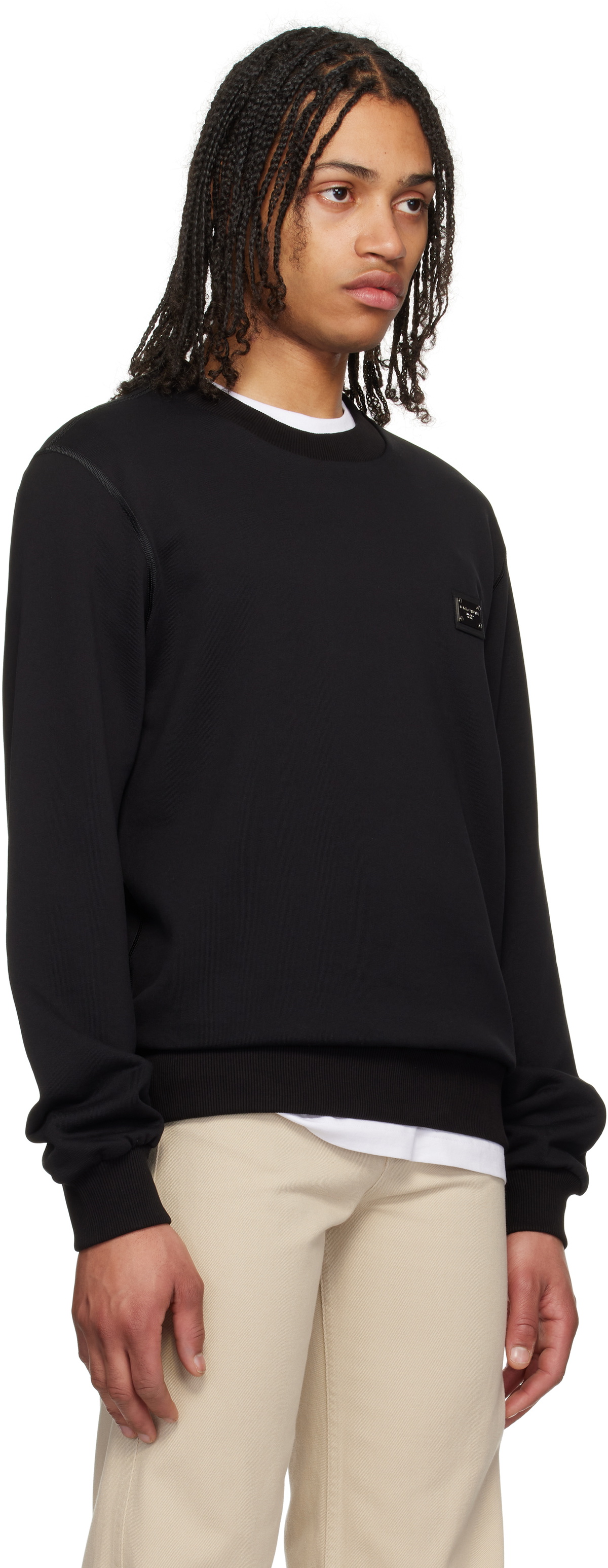 Dolce&Gabbana Black Branded Tag Jersey Sweatshirt