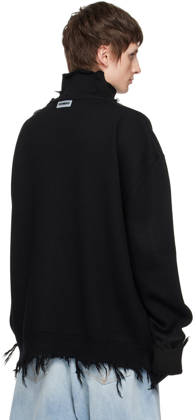 VETEMENTS Black Frayed Turtleneck Vetements