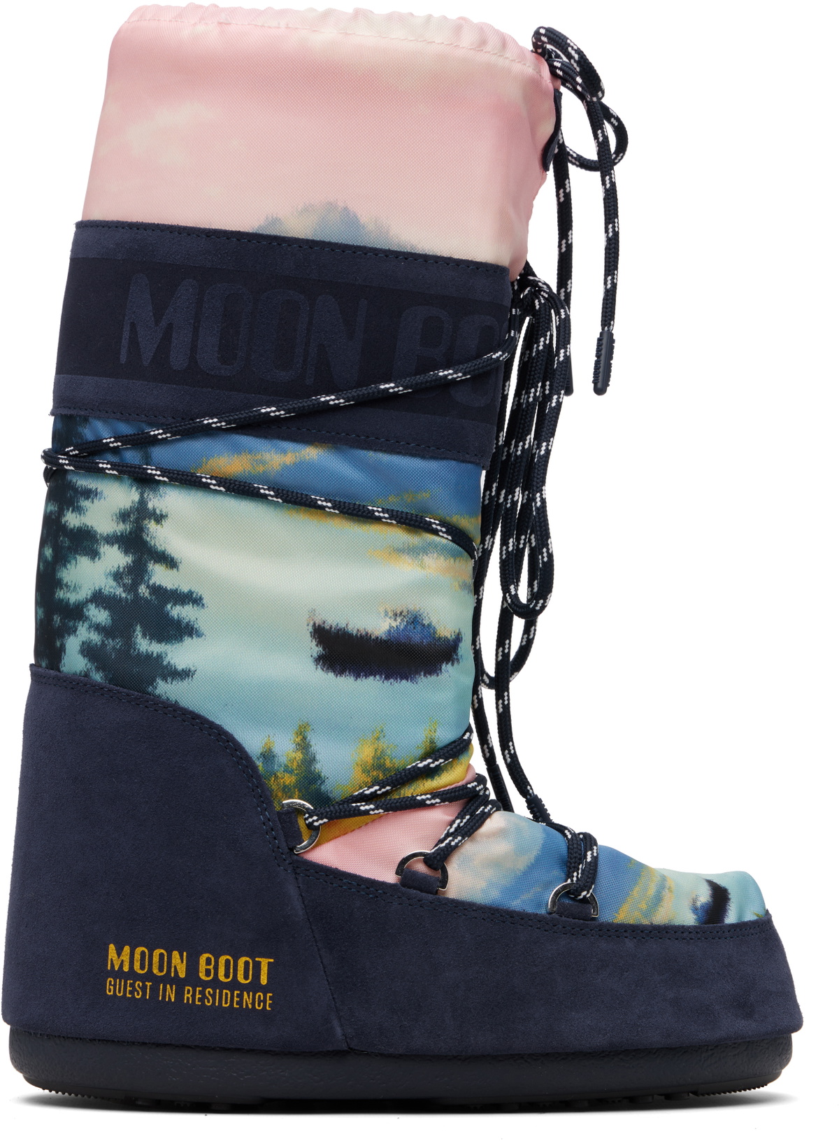 Guest in Residence Navy & Pink Moon Boot Edition Icon Postcard Boots