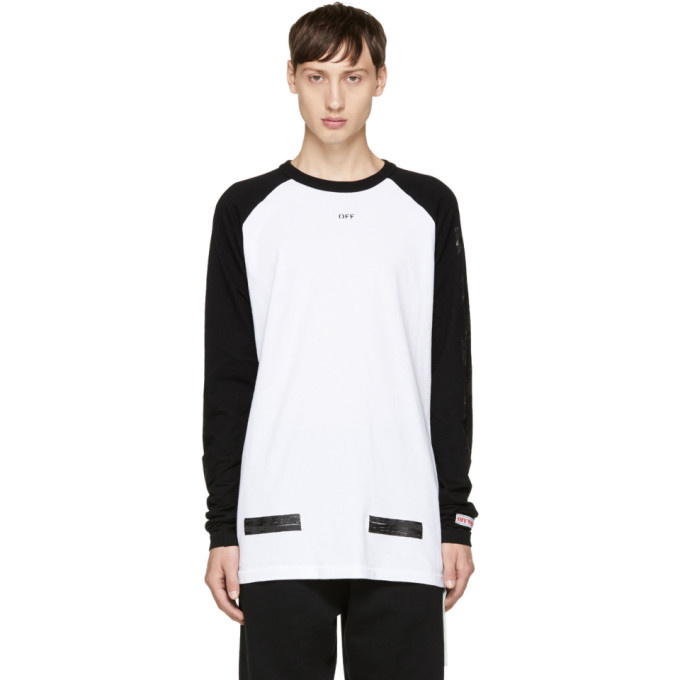 Photo: Off-White Black and White Brushed Diagonal Raglan T-Shirt
