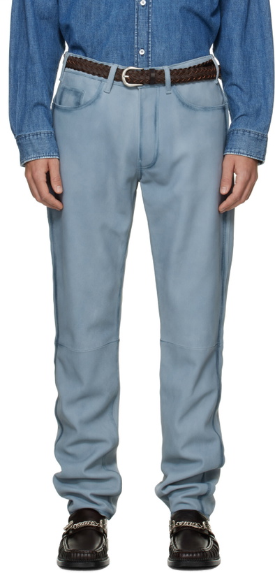 Photo: Acne Studios Blue 1979 Suede Trousers