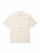 MILES LEON - Rosa Camp-Collar Striped Tumbled Cotton and Linen-Blend Shirt - Neutrals