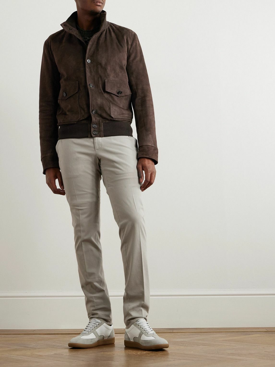Incotex - Montedoro Padded Suede Jacket - Brown