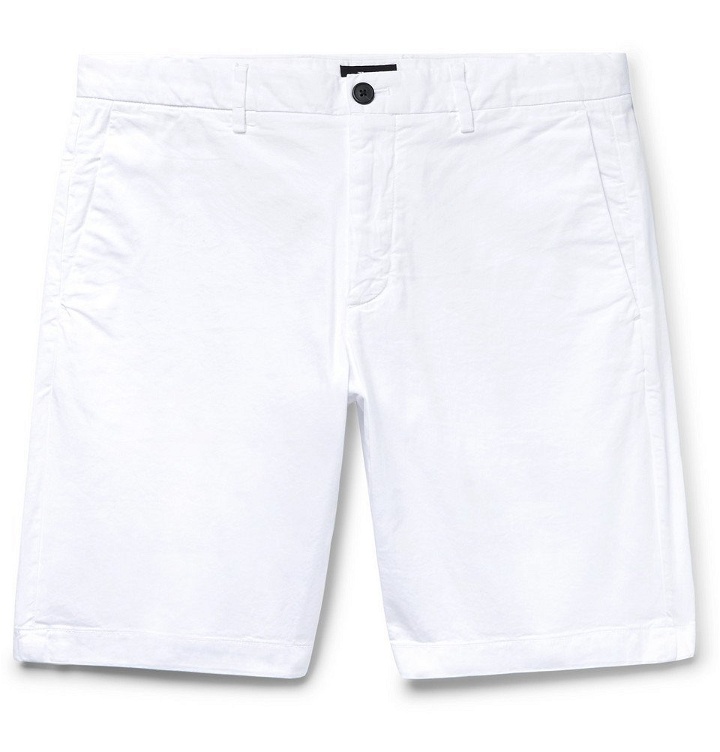 Photo: Theory - Zaine Slim-Fit Garment-Dyed Stretch-Cotton Twill Shorts - White