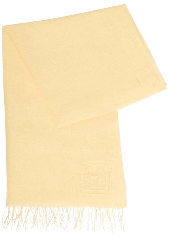 Photo: Toteme Logo-embroidered Frayed Linen Sarong - Yellow - One Size