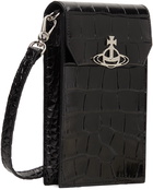 Vivienne Westwood Black Crocodile Thin Line Orb Phone Pouch