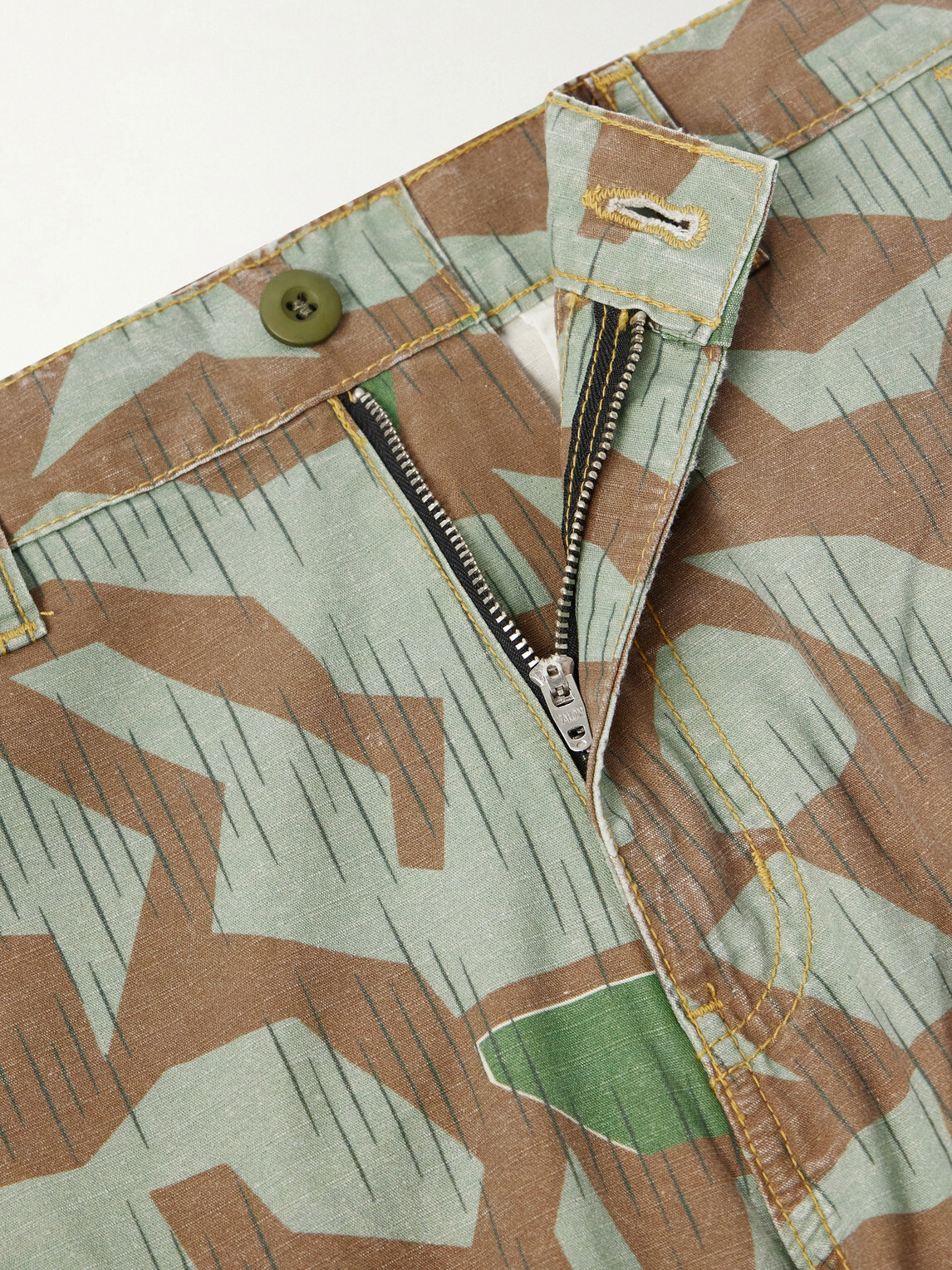 Cherry Los Angeles - Camouflage Paint-splattered Cargo Wide-leg Trousers - Green