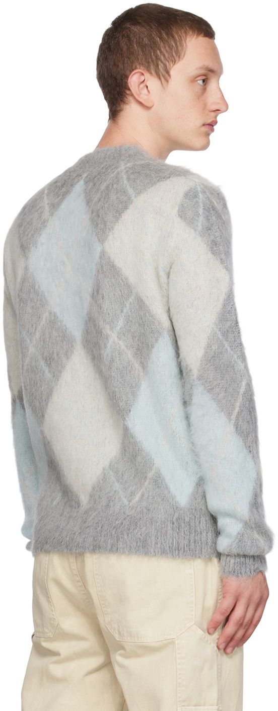 AMI Alexandre Mattiussi Gray Argyle Sweater