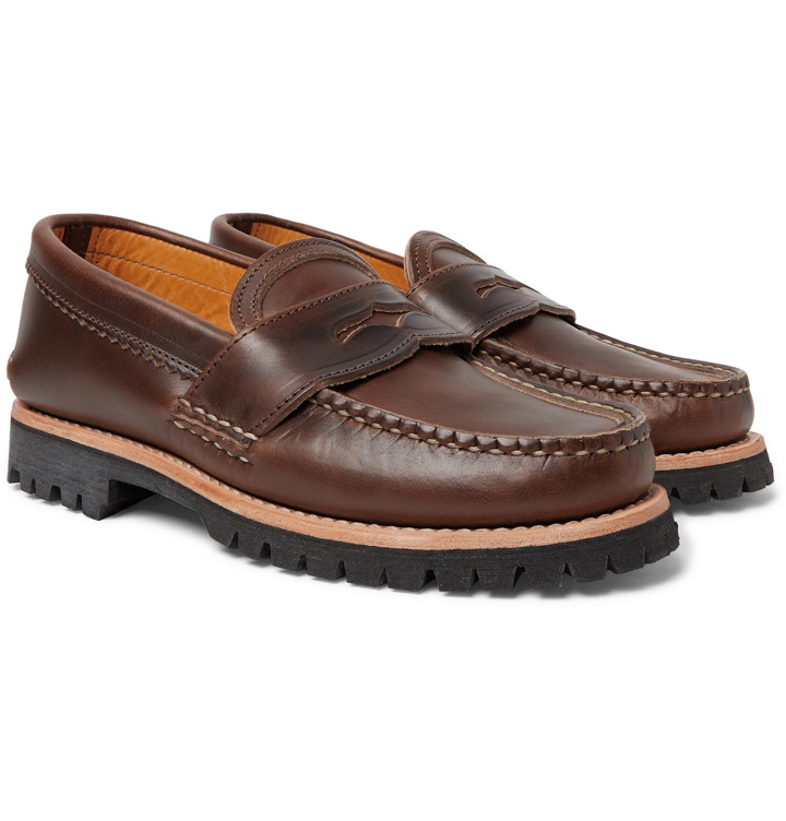Photo: Yuketen - Burnished-Leather Penny Loafers - Brown