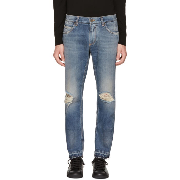 Photo: Dolce and Gabbana Blue Distressed Jeans 