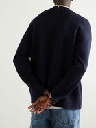 LOEWE - Logo-Debossed Wool-Blend Sweater - Blue