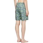 Onia Blue and Green Banana Leaf Calder Swim Shorts