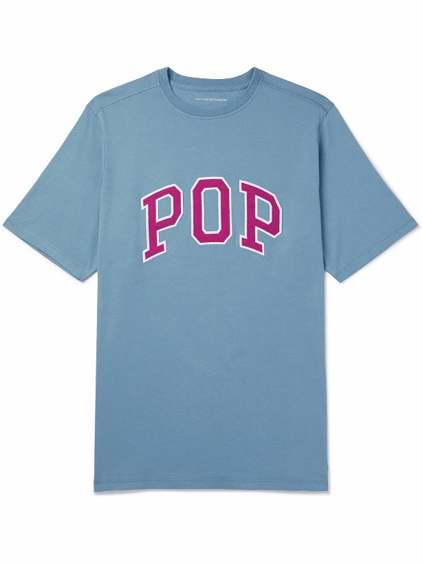 Photo: Pop Trading Company - Arch Logo-Appliquéd Cotton-Jersey T-Shirt - Blue