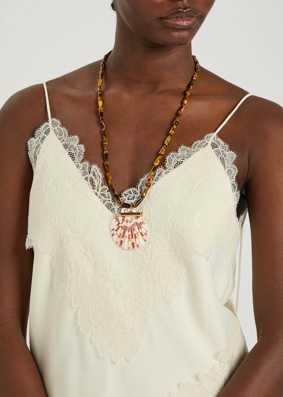 Timeless Pearly Ginevra Shell Beaded Necklace - Brown - One Size