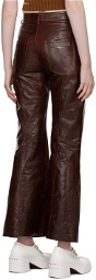 Marni Brown Flared Leather Pants