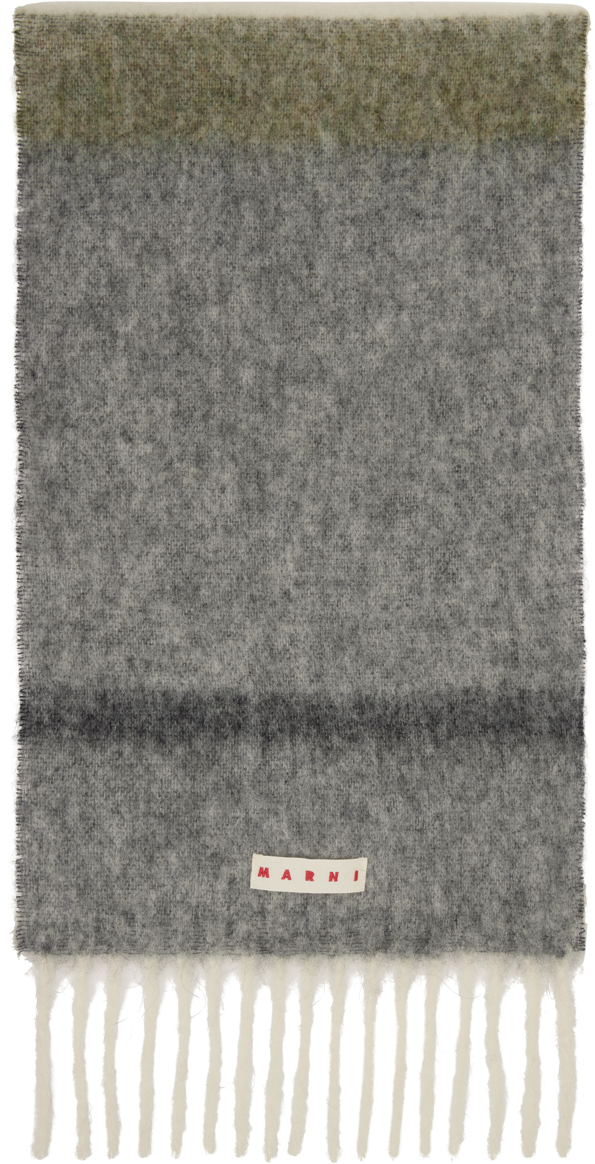 Marni Green & Gray Striped Alpaca Scarf