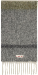 Marni Green & Gray Striped Alpaca Scarf