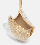 Bvlgari Ginkgo crystal-embellished suede clutch