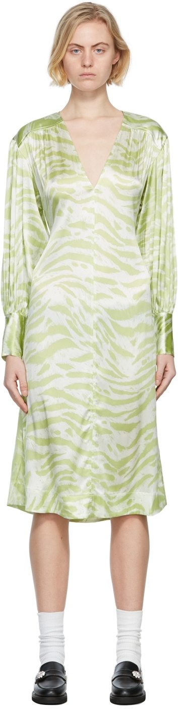 GANNI Green Silk Stretch Satin Maxi Dress GANNI GANNI Green Silk Stretch Satin Maxi Dress GANNI
