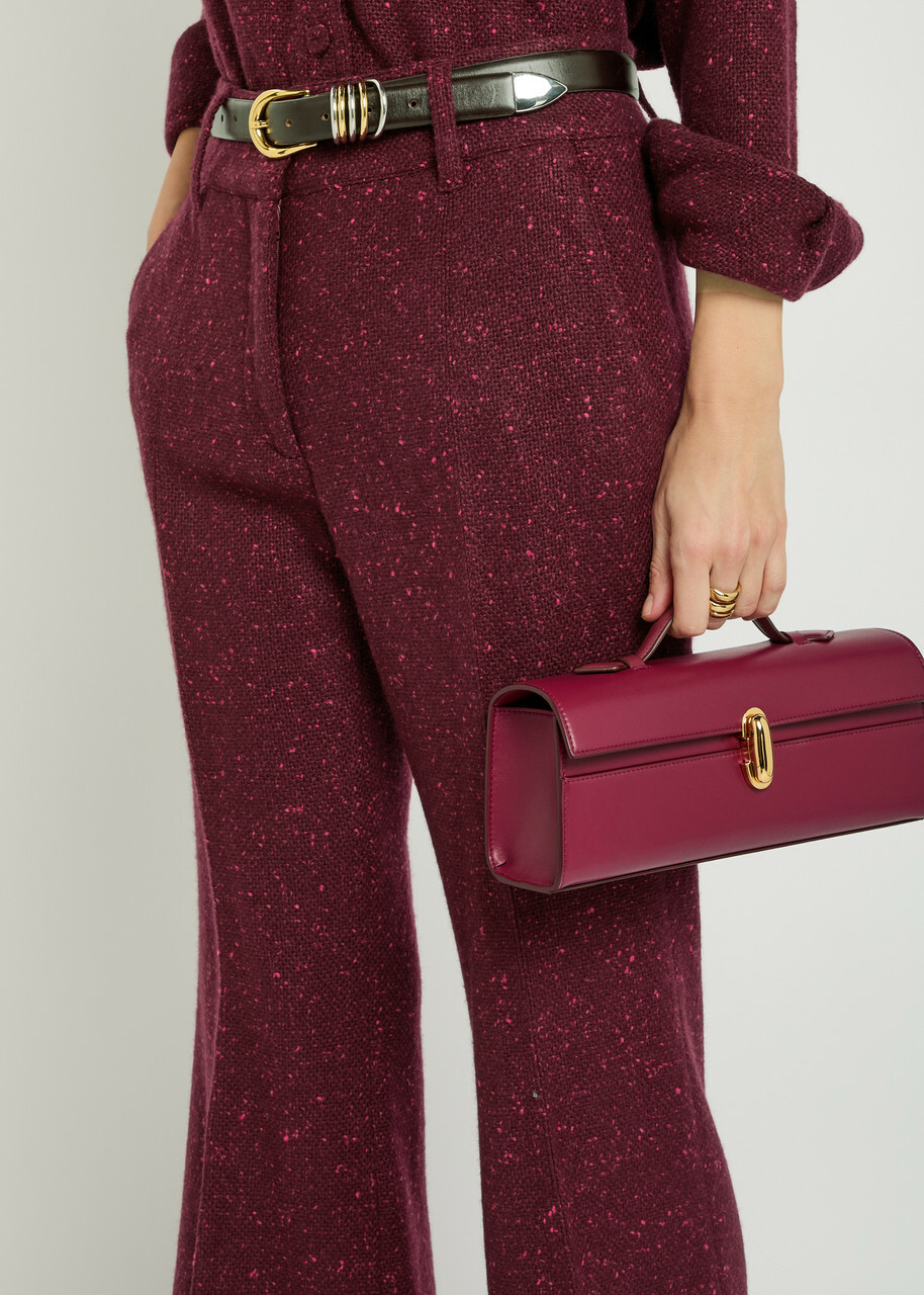 Gabriela Hearst Rhein Speckled Wool-blend Trousers Bordeaux